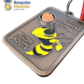 Custom Yellow Jackets Basketball Spin Medals